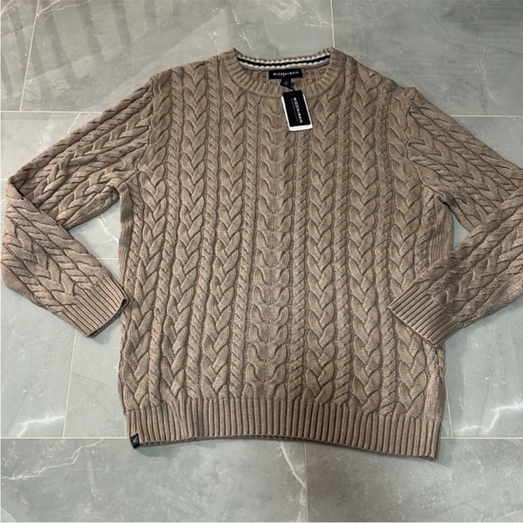 Mizzen+Main Other - NWT Mizzen + Main Redford Cable Knit Crewneck Sweater Mens XL Beige/Khaki